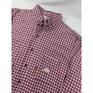 Rasco FR Shirt Mens 3XL Tall Maroon Flame Resistant Plaid Workwear Button Down